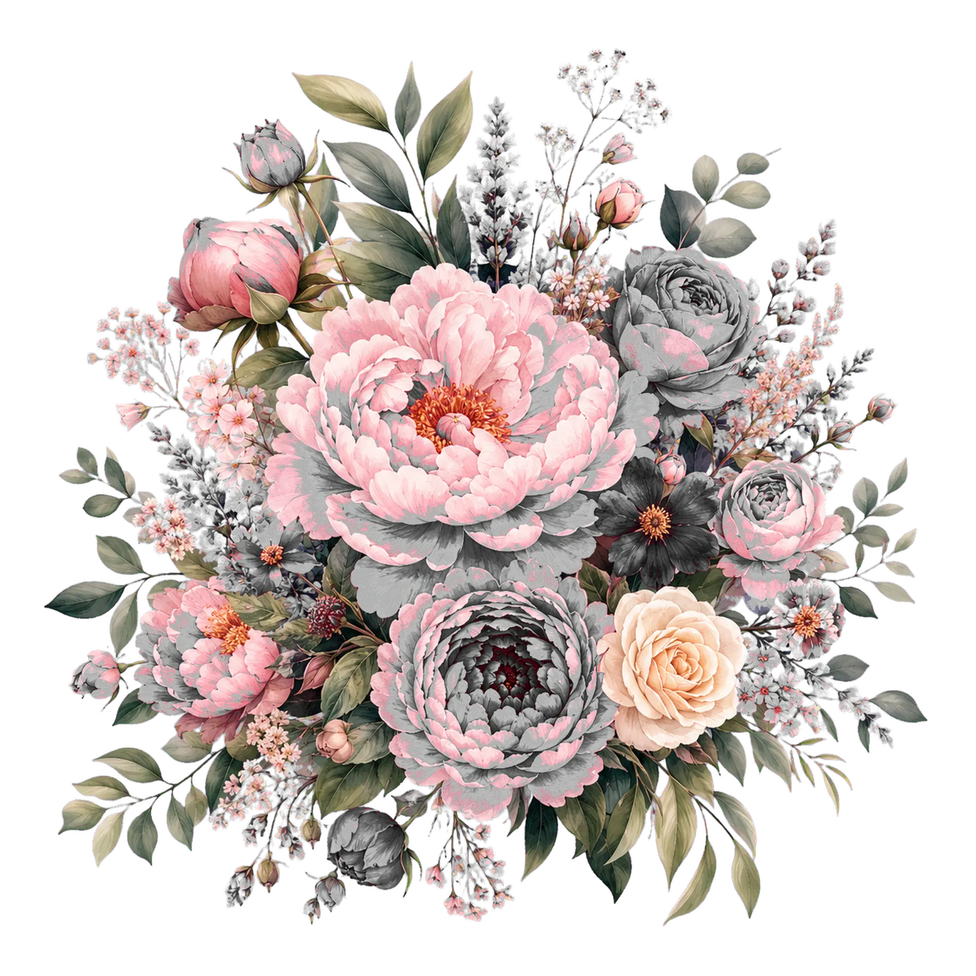 Floral Elegance – Pastel Roses and Peonies